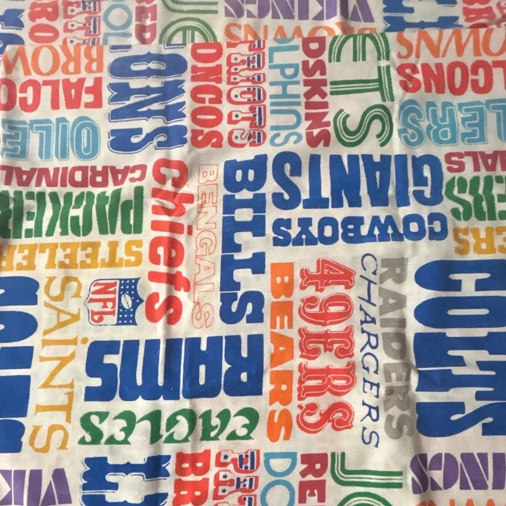 Vintage 90s NFL Sheet Twin Flat Sheets & Pillowcase Retro Football Team Bedding